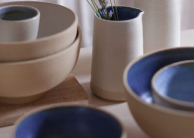 Set de Platos de Cerámica en azul y beig Lizzy